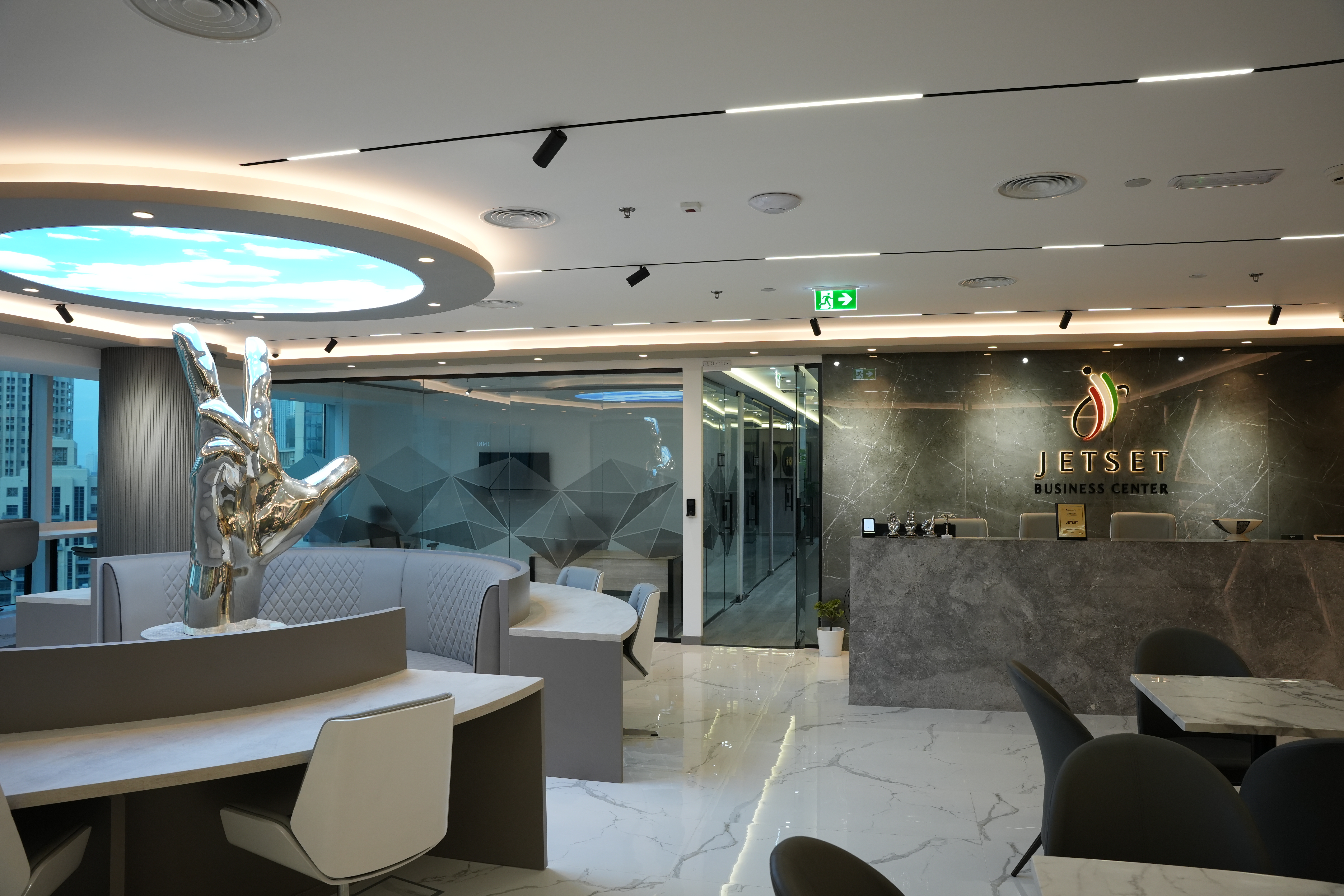 Reception area at Jetset Business Center